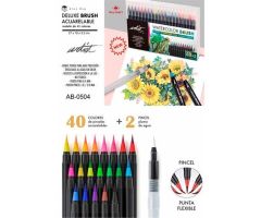 ALEX BOG ROTULADORES DELUXE BRUSH PUNTA PINCEL ACUARELABLES + 2 PINCELES C/SURTIDOS ESTUCHE 40+2 UD ALEX BOG ROTULADORES DELUXE BRUSH PUNTA PINCEL ACUARELABLES + 2 PINCELES C/SURTIDOS ESTUCHE 40+2 UD