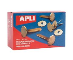 APLI ENCUADERNADORES METÁLICOS CON ARANDELA DORADOS 50MM - 100UD- APLI ENCUADERNADORES METÁLICOS CON ARANDELA DORADOS 50MM - 100UD-