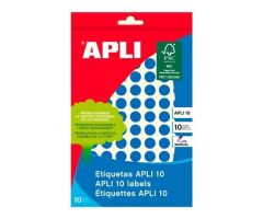 APLI ETIQUETAS ADHESIVAS CIRCULARES Ø10MM ESCRITURA MANUAL 126 X 8H APLI 10 AZUL APLI ETIQUETAS ADHESIVAS CIRCULARES Ø10MM ESCRITURA MANUAL 126 X 8H APLI 10 AZUL