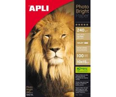 APLI PAPEL FOTOGRÁFICO PHOTO BRIGHT 10X15CM 240GR INKJET PAQUETE 100H BLANCO BRILLO APLI PAPEL FOTOGRÁFICO PHOTO BRIGHT 10X15CM 240GR INKJET PAQUETE 100H BLANCO BRILLO