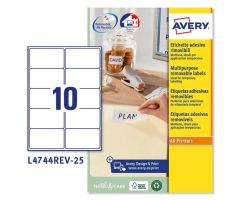 AVERY ETIQUETAS ADHESIVAS REMOVIBLES 96X50,8MM INKJET/LÁSER 10 X 25H BLANCO AVERY ETIQUETAS ADHESIVAS REMOVIBLES 96X50,8MM INKJET/LÁSER 10 X 25H BLANCO