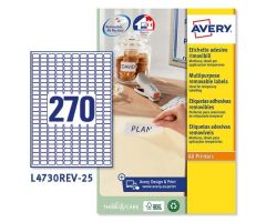 AVERY ETIQUETAS ADHESIVAS REMOVIBLES MINI 17,8X10MM INKJET/LÁSER 270 X 25H BLANCO AVERY ETIQUETAS ADHESIVAS REMOVIBLES MINI 17,8X10MM INKJET/LÁSER 270 X 25H BLANCO