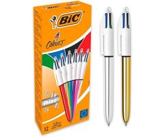 BIC BOLÍGRAFO 4 COLORES SHINE SILVER CUERPO BLANCO/SURTIDO METÁLICO CAJA 12 UD BIC BOLÍGRAFO 4 COLORES SHINE SILVER CUERPO BLANCO/SURTIDO METÁLICO CAJA 12 UD