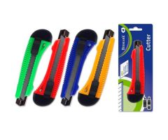 BISMARK CUTTER ANCHO / CUCHILLA FRACTURABLE DE 18 MM / SISTEMA BLOQUEO CUCHILLA INTERCAMBIABLE GUIA METÁLICA BLISTER COLORES SURTIDOS BISMARK CUTTER ANCHO / CUCHILLA FRACTURABLE DE 18 MM / SISTEMA BLOQUEO CUCHILLA INTERCAMBIABLE GUIA METÁLICA BLISTER COLORES SURTIDOS