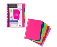 CARCHIVO SEPARADORES 6 POSICIONES A4 PP OPACO EXTRA RÍGIDO MULTICOLOR CARCHIVO SEPARADORES 6 POSICIONES A4 PP OPACO EXTRA RÍGIDO MULTICOLOR