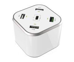 Cargador de Mesa Aisens ASCH-5PQC-W/ 1xUSB Tipo-C/ 4xUSB/ 48W Cargador de Mesa Aisens ASCH-5PQC-W/ 1xUSB Tipo-C/ 4xUSB/ 48W