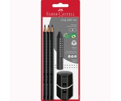 FABER CASTELL SET 2001 GRIP 3 LÁPICES DE GRAFITO + GOMA + SACAPUNTAS NEGRO EN BLISTER FABER CASTELL SET 2001 GRIP 3 LÁPICES DE GRAFITO + GOMA + SACAPUNTAS NEGRO EN BLISTER