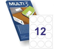 MULTI-3 ETIQUETAS ADHESIVAS CIRCULARES Ø60MM INKJET/LÁSER 12 X 100H BLANCO MULTI-3 ETIQUETAS ADHESIVAS CIRCULARES Ø60MM INKJET/LÁSER 12 X 100H BLANCO