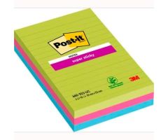 POST-IT BLOC NOTAS ADHESIVAS SUPER STICKY CON LÍNEAS 90H FORMATO GRANDE 102X152 C/SURTIDOS PAQUETE 3 UD POST-IT BLOC NOTAS ADHESIVAS SUPER STICKY CON LÍNEAS 90H FORMATO GRANDE 102X152 C/SURTIDOS PAQUETE 3 UD