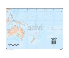 SELVI MAPA MUDO FÍSICO DE OCEANIA A4 -50U- SELVI MAPA MUDO FÍSICO DE OCEANIA A4 -50U-