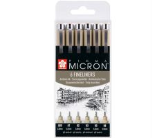 TALENS SAKURA ROTULADORES PERMANENTES PIGMA MICRON FINELINER ESTUCHE DE 6 NEGRO TALENS SAKURA ROTULADORES PERMANENTES PIGMA MICRON FINELINER ESTUCHE DE 6 NEGRO